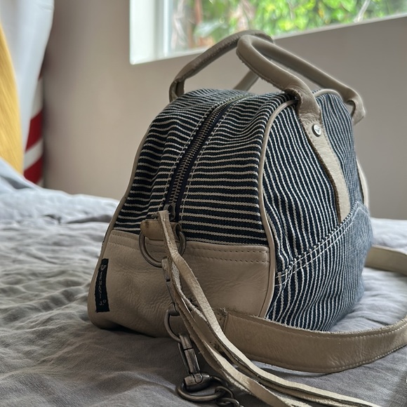 KAPITAL style / Armani Jeans Canvas/Leather Women's Satchel Hand Bag 13" x 9" - Picture 5 of 12